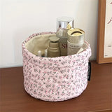 1Pc Rustic Style Portable Cosmetic Storage Bucket Small Broken Flower Desktop Organizer Storage Basket