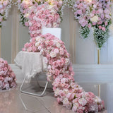 New Arrival Pink Artificial Flower Ball Floral Row Wedding Arch Backdrop Decor Flower Row Faux Flower Arrangement for Banquet