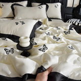 White Butterfly Quilts Air Conditioning Blanket Summer Quilt Silky High Quality Skin-Friendly Bedding with Embroidery 200*230cm