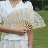 Lace Bamboo Hand Fan Lightweight Floral Lace Hand Fan Retro Lace Fan Portable For Cosplay Bridal Accessories Tea Parties
