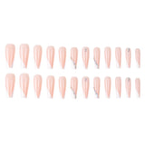 24Pcs Long Ballet French Girls Nail Art White Fake Nails Manicure Press On Nails False With Designs Artificial Wearing Reusable