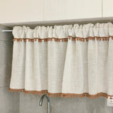 Kitchen Curtains Faux Linen Textured Small Cafe Window Curtain with Pom Pom Over Sink Light Filtering Short Curtain for Bathroom