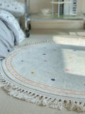 Tassel Round Living Room Large Area Carpets Cute White Children's Carpet Spotted Pattern Girl's Bedroom Rug Plush Soft Rugs 양탄자