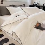 3pcs Solid Color High Quality Duvet Cover Set Luxury Purple Comforter Cover with 2 Pillowcases Triangle Sewn Edge Design Bedding