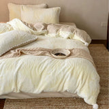 Latest Winter Thickened Milk Fleece 4pcs Bedding Sets Carved Flower Warm Comforter Bedding Sets for Home Bedroom