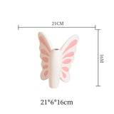Lovely Pink Butterfly Ceramic Vase Table Decoration Artificial Flower Flowers Arrangement Bowknot Vases Room Aesthetic Decor