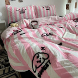 INS Bed Linen Embroideries Stripe bedding Duvet Cover Queen Bedding Set Comforter Cover Sets With Pillowcase Bed Sheets Set