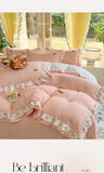 Korean Style Bedding Sets Four Piece Set With Lace Bed Flat Sheet Pillowcase Duvet Cover Set 200x230cm King Size Home Textiles