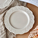 French Relief Dessert Plate Ins Retro Breakfast Bread Plates Household Versatile Dining Disc Milk Tea Colored Ceramic Tableware