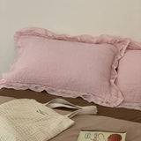 Korean adult double-layer ruffled lace A pair of pillowcases