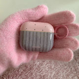 Korea lovely pink wave point cover stripe pattern tpu soft case for apple airpods pro 2 3 4 silicone earphone shell