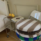 Autumn and winter warm Korean version of jacquard lamb wool seat cushion large lamb wool particles cutebear striped seat cushion