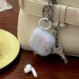 Cartoon cute dalmatian pink bow silicone earphone case for apple airpods 1 2 3 4 airpods pro 2 protection cover with keychain