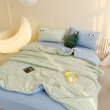 2025 new dopamine washed cloud cotton big eye series summer quilt four-piece three-piece set single piece summer quilt cool
