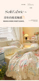 Korean Princess Style 4Pcs Floral Ruffles Bedding Set Single Queen Size Soft Skin-friendly Washed Cotton Duvet Cover Pillowcase