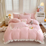 Princess Style Bedding Set Soft Bedroom Decor Comforter Duvet Cover Set Pillowcase Bed Sheet Ruffled Quilt Cover Four Pieces Set