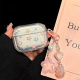 Color stars Headphones Case For AirPods 4 1 2 3 With Bead Star Pendant Protective Shell Soft Cover For AirPods Pro 2  Pro