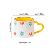 Cute INS Ceramic Mug Creative Hand-Painted Love Heart Coffee Cup Breakfast Milk Cup Afternoon tea Mug Valentine's Day present