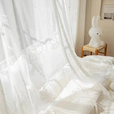Cartoon Animal Embossed Flocking Tulle Kids Curtains Giraffe Elephant Jacquard Design Sheer Window Curtains for Boys Girls Room