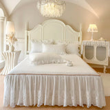 4/6Pcs Princess Wedding Bedding Set 600TC Egyptian Cotton Double Layer Lace Ruffles Duvet Cover Bed Skirt Bedspread Pillowcases