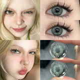 1Pair Color Contact Lens Pupils High Quality Green Eyes Blue Gray Lenses Makeup Diameter 14.2mm