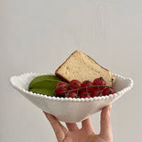 Ikeehome  Relief Sculpture Porcelain Bowl French Style Simple Household Food Container Fruit Vegetables Yogurt Salad Bowl Kitchen Supplies