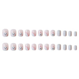 24pcs Milk White Rabbit Fake Nails Kawaii Cute Childlike Nail Art Full Cover Artificial False Nail Ballerina Press on Nails Art