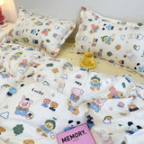INS Gradient Cream Pink And Green Bedding Sets Streak Flat Sheets Soft Home Textile For Girls Full Size With Pillowcases