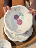 Creative Relief Hand-painted Tableware, Dinner Plate, Ceramic Rice Bowl, Soup Bowl, Kitchen Drinkware Set, Home Accessories