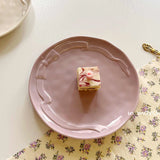 Ins Style Bow Dessert Plate High-end Solid Color Ceramic Disc Korean Underglaze Color Western Tableware Home Relief Bread Plates
