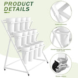 Hot New 3 Tier Metal Flower Cart with Wheels 12 Buckets Display Stand for Florist Bouquet Indoor Outdoor Patio
