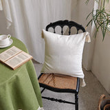 45X45cm Rural Style Throw Pillow Cover Polyester-linen Fabric Cushion Cover Lavender Flower Embroidery Pillowslip with Tassels