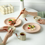 Sesame Dot Round Plate Nordic Style Ceramic Deep Dish High-end Household Serving Plates Fashion Versatile Beef Pasta Kitchenware