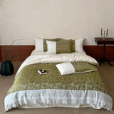 Vintage Jacquard Lace Edge Luxury Bedding Set 1000TC Egyptian Cotton Duvet Cover Bed Sheet/Fitted Sheet Pillowcases 4Pcs