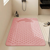 Non-Slip PVC Shower Bath Mat with Suction Cups Hydrophobic Hollow Massage Bathtub Pad Quick-Drain Thickened Bathroom Floor Mat