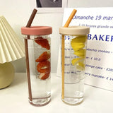 Plastic Water Bottle Portable with Straw Fruit Infuser Tea Juice Cup Fitness Outdoor Travel Bottles Kettle Transparent Straw Cup
