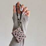 Luxury leather leopard print earphone bag case for airpods 1 2 3 4 pro 2 protection cover with bracelet fall prevention couple