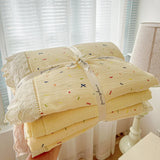 Print Floral Bedding Set Double Layer Yarn Four Pieces Set Soft Comfortable Duvet Cover Bed Sheet With Pillowcases Home Textiles