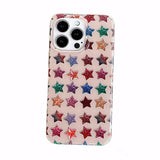 Fashion Colorful Five-pointed Stars Printed Laser Phone Cases for IPhone 13 16 15 14 17Pro Max Shockproof Protective Cover Case