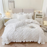 Three-Dimensional Pinch Pleated Crafts Double Duvet Cover Set 200x230 Solid Twist Flowers King Size Bedding Set Quilt Cover Set