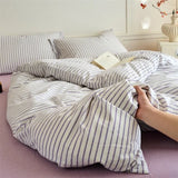 100% Cotton Stripe 3-Piece Duvet Cover Set (1 Duvet Cover + 2 Pillowcases),Yarn-Dyed,Soft Bedding Set, Multiple Sizes