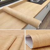 Self-adhesive wallpaper wardrobe waterproof vinyl solid color wood grain bedroom cabinet furniture door renovation wall sticker