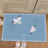 Seagull PVC Welcome Doormat Chic Cartoon Birds Cuttable House Entrance Mat Carpet Anti Dust Pad Outdoor Aesthetic Home Decor