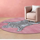 Green Round Living Room Carpet Large Area Leopard Pattern Bedroom Rug Simple Fashion Creative Decoration Coffee Table Mats Tapis