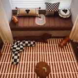 Retro Brown And White Striped Carpet American Ins Style Living Room Bedroom Non Slip Wear Carpet Home Decoration