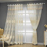 European High-End Pearl Lace Embroidered Sheer Curtains For Living Rooms, Beige Tulle Curtains For Bedroom, Home Window Curtains