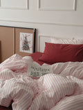 California Raspberry Ins Stripe Waed Cotton Bedding Four-Piece Set Pure Cotton Duvet Cover Bed eet Bedding Accories