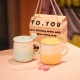 Cute Style High-Temperature Firing Manual Ceramic Mug With Lid And Spoon Set Tableware Underglaze Colour Large Capacity 400ml