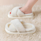 New Women Slippers Autumn and Winter Fur Slippers Indoor Household Slippers Soft Bottom Solid Color Home Cotton Slippers