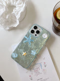 Creative INS Ripple Texture 3D Sea Starfish Crystal Summer Vibe Phone Case for iPhone 16 15 14 13 Pro Max Back Phone Cover Capa